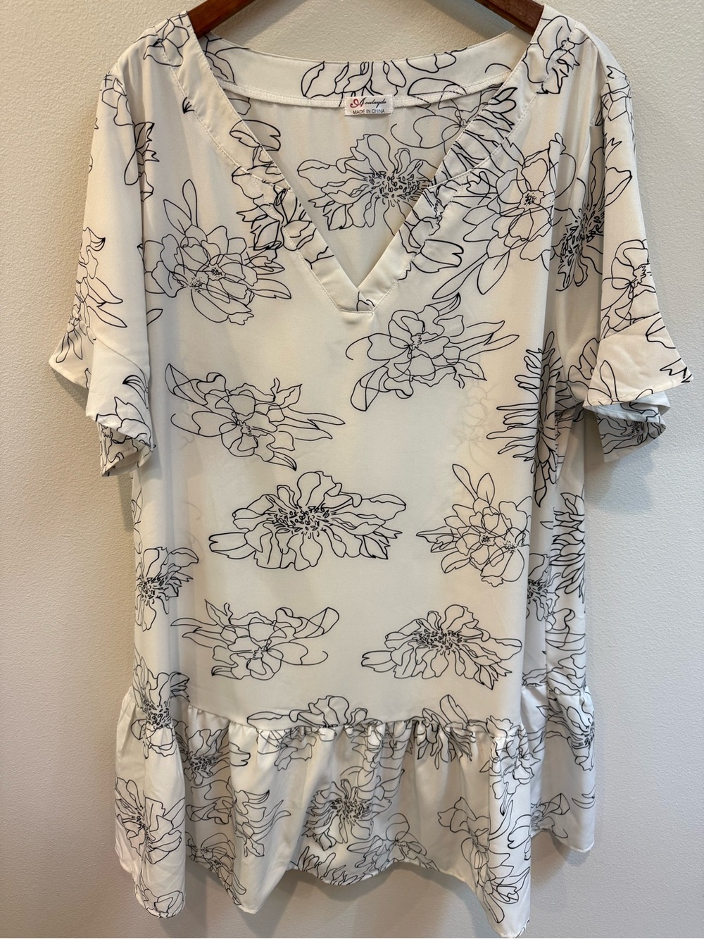 White Floral V-Neck Swim Coverup Dress